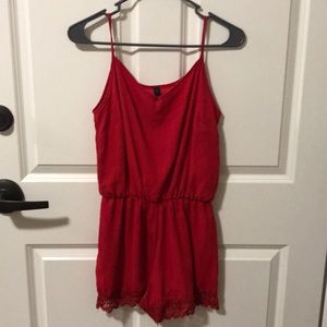 small red lace romper from dillards